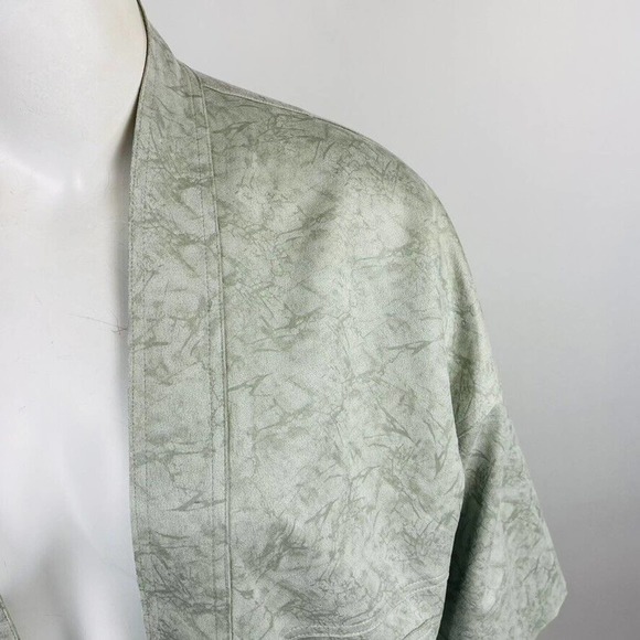 Solitaire Womans Open Front Topper Sz Large 3/4 Sleeve Green Stretch - Picture 3 of 9